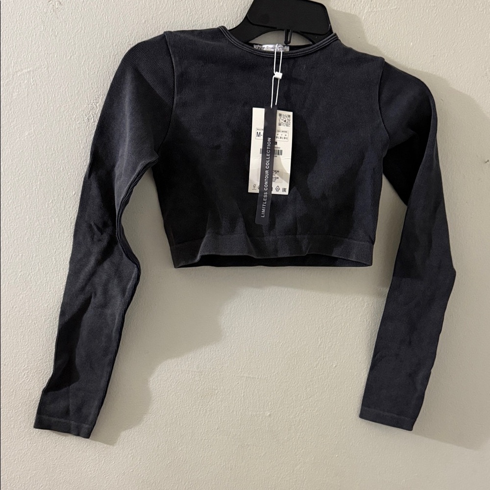 Zara Black Long Sleeve Crop Top